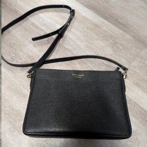 kate spade Black Pebbled Leather Crossbody with Gold Logo